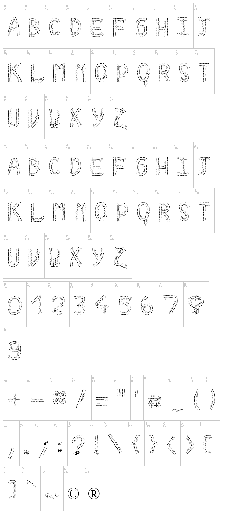 HKH Cold Cactus font map